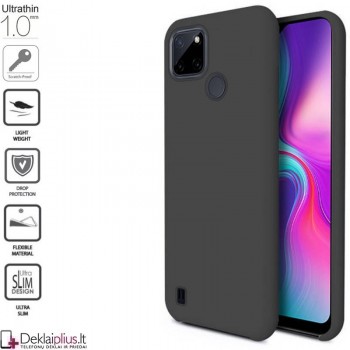 Silikoninis 1mm. storio dėklas - juodas (telefonams Realme C21Y/C25Y)
